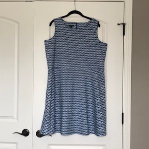Talbots Edie Fit and Flare Dress Blue Ikat